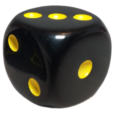 Opaque Black w/ Yellow Ink  d6 pips 18mm