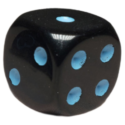 Opaque Black w/ Lt Blue Ink  d6 pips 18mm