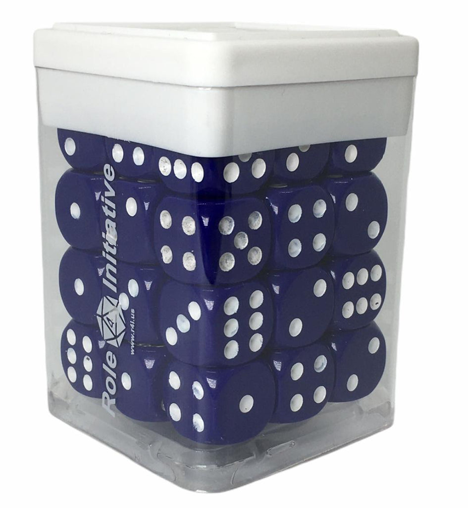 Opaque Dark Blue w/ White Ink - Set of 36d6 pips 14mm Dice