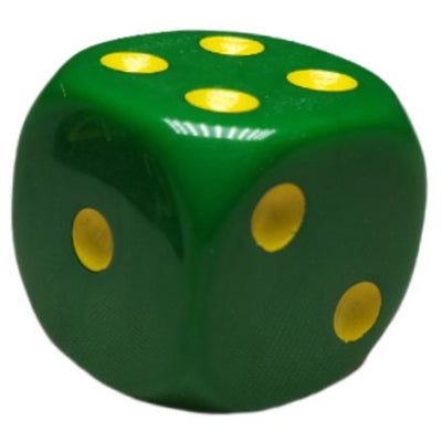 Opaque Dark Green w/ Yellow Ink  d6 pips 18mm