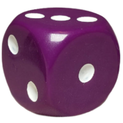 Opaque Dark Purple w/ White Ink  d6 pips 18mm