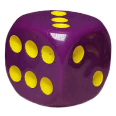 Opaque Dark Purple w/ Yellow Ink  d6 pips 18mm