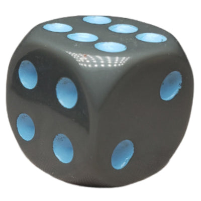 Opaque Dark Gray w/ Lt Blue Ink  d6 pips 18mm