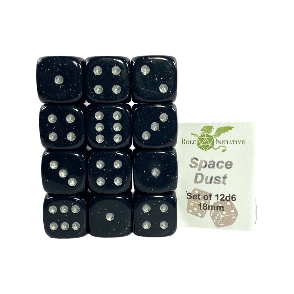 A set of 12 18mm d6 pipped dice.