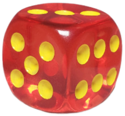 Translucent Red w/ Yellow Ink  d6 pips 18mm