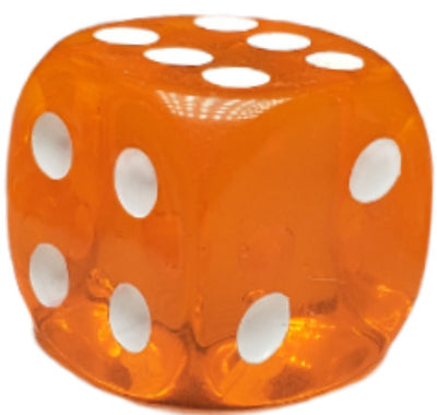 Translucent Orange w/ White Ink  d6 pips 18mm