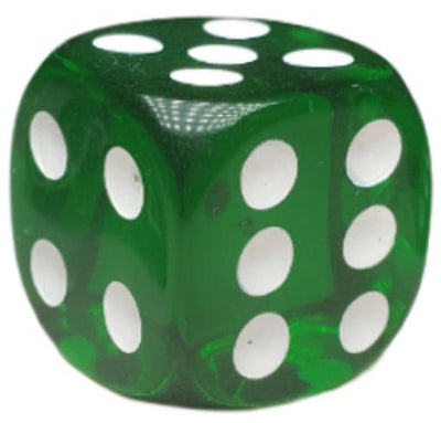 Translucent Dark Green w/ White Ink  d6 pips 18mm