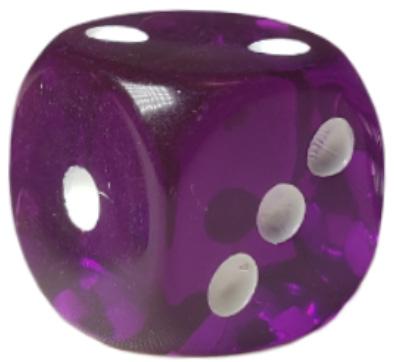 Translucent Dark Purple w/ White Ink  d6 pips 18mm