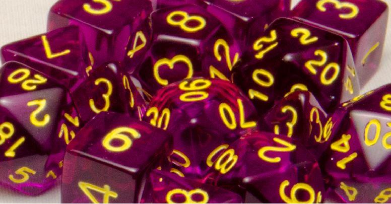 Dice trans purple w/ yellow cluster