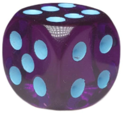 Translucent Dark Purple w/ Lt Blue Ink  d6 pips 18mm