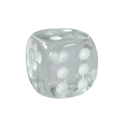 Translucent Clear w/ White  d6 pips 18mm