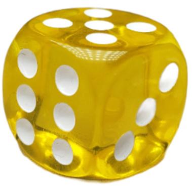 Translucent Yellow w/ White  d6 pips 18mm