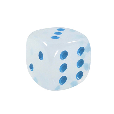 Translucent White w/ Lt Blue Ink  d6 pips 18mm