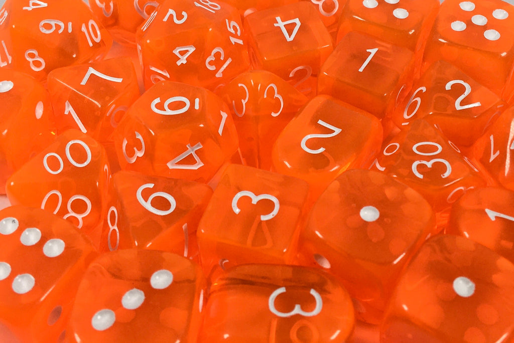 Dice trans neon orange cluster