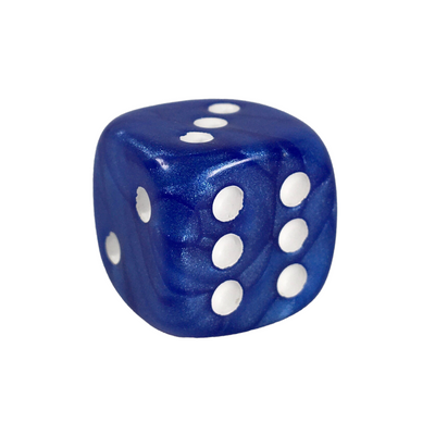 Marble Blue w/ White Ink  d6 pips 18mm