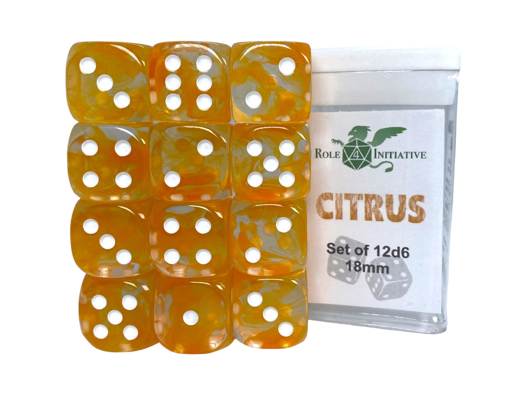 Diffusion Citrus - Set of 12d6 pips 18mm