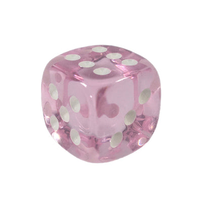 Translucent Pink w/ White Ink  d6 pips 18mm
