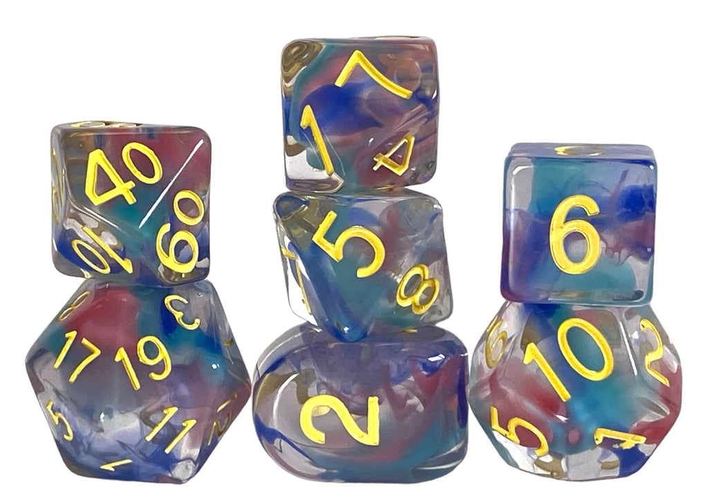 dice set of 7 Coral Reef