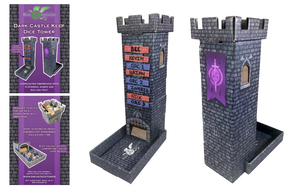 Castle Keep Dark Dice Tower w/ Turn Tracker