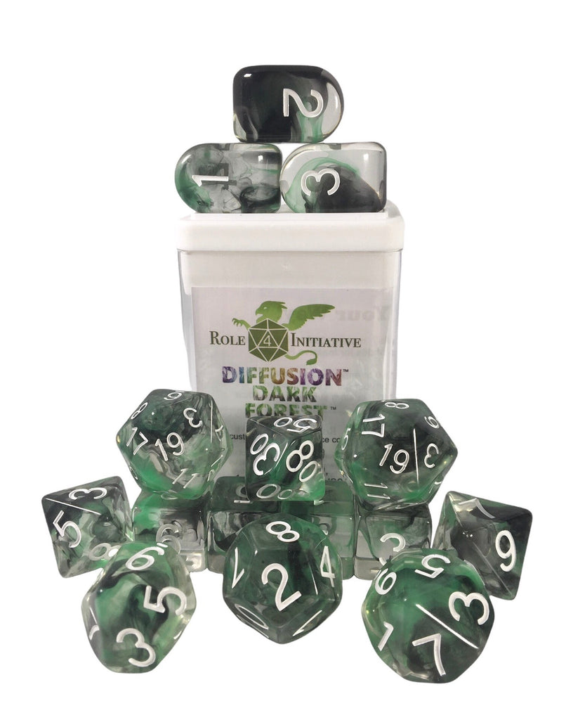 Diffusion Dark Forest Set of 15 dice