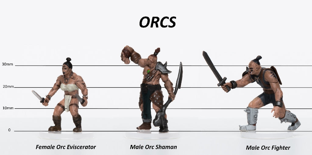 Orcs Group of 3  Eviscerator Shaman Warrior 28mm Plastic Minis