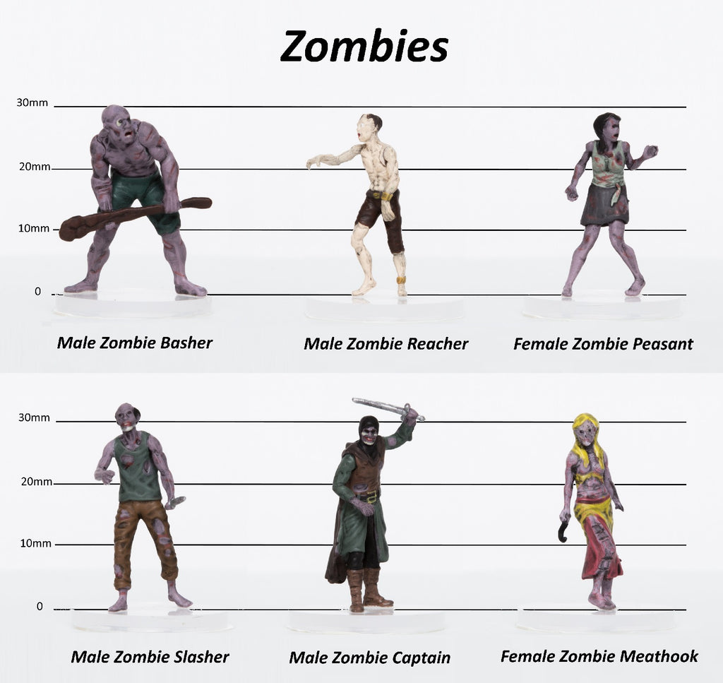 Zombies Party of 6  28mm Plastic Minis